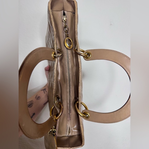 With COA. Dior Tan Quilted Tote Bag - Picture 6 of 11